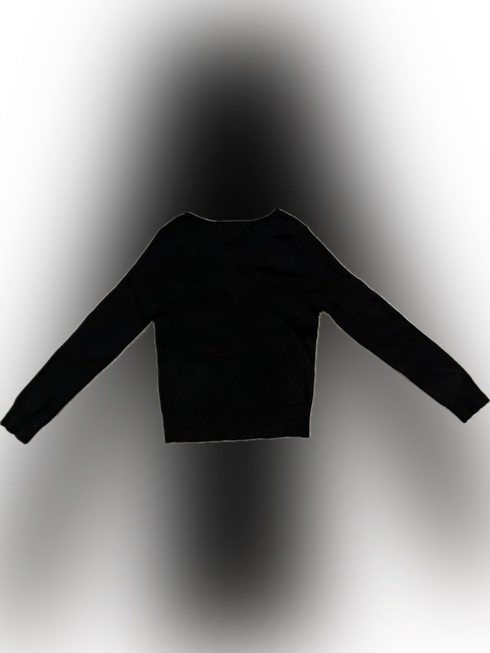 Universal Thread Black Ribbed Scoop Neck Button Front Cardigan L - Picture 2 of 3